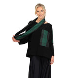 Plaid Trim Pocket Top W/ Matching Scarf - 6413T