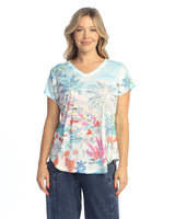 Dolman Cap Sleeve Print Top - 60