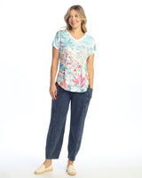 Dolman Cap Sleeve Print Top - 60