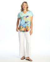 Dolman Cap Sleeve Print Top - 60