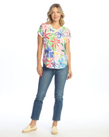 Dolman Cap Sleeve Print Top - 60