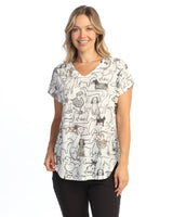 Dolman Cap Sleeve Print Top - 60