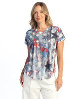 Dolman Cap Sleeve Print Top - 60