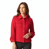 Lined Waffle Knit Jacket in True Red - 60320