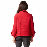 Lined Waffle Knit Jacket in True Red - 60320