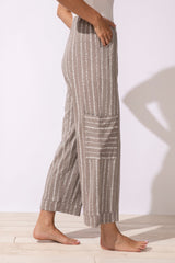 Driftwood Stripe Cotton Pull On Flood Pant - 61526