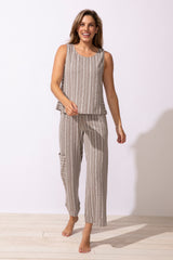 Driftwood Stripe Cotton Pull On Flood Pant - 61526