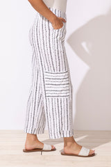 Driftwood Stripe Cotton Pull On Flood Pant - 61526
