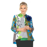 Mixed Floral Asymmetric Jacket - 6160J-BLU
