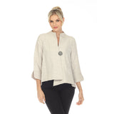 Crinkle Jacquard One-Button Jacket in Taupe - 6288J-TP
