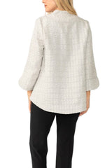 Textured One-Button Asymmetric Jacket in Soft Taupe - 6288J-TP