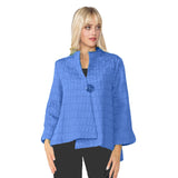 One-Button Jacquard Jacket in Blue - 6288J-BLU