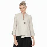 Textured One-Button Asymmetric Jacket in Soft Taupe - 6288J-TP