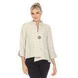 Crinkle Jacquard One-Button Jacket in Taupe - 6288J-TP