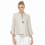 Textured One-Button Asymmetric Jacket in Soft Taupe - 6288J-TP