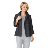 Black Textured Jacquard Open-Front Jacket - 6289J-BLK