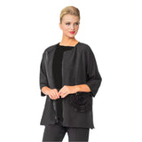 Black Zip Jacket with Rosette Accent - 5862T-BK