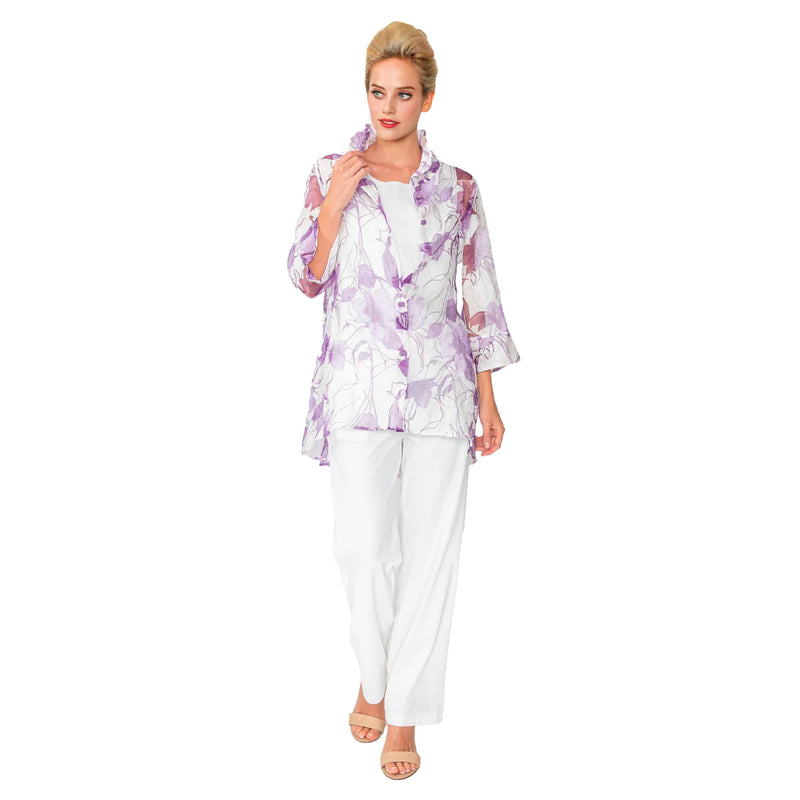 IC Collection Effortless Elegance Sheer Floral Blouse in Purple - 2277J-PPL