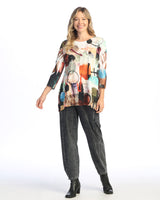 "Toscana" Animal Print Chiffon Hem Tunic Top - 63-1856
