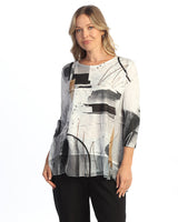 Print Chiffon Hem Tunic Top - 63