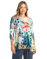 Print Chiffon Hem Tunic Top - 63