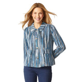 Textured Tapestry-Inspired Stripe Jacket - 65305