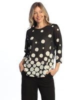 Round Hem 3/4 Sleeve Slub Top - 64