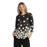 Round Hem 3/4 Sleeve Slub Top - 64