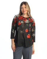 Round Hem 3/4 Sleeve Slub Top - 64