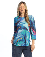 Round Hem 3/4 Sleeve Slub Top - 64