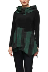 Soft Jersey Knit & Plaid Asymmetrical Tunic - 6412T