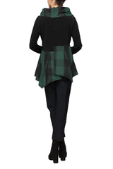 Soft Jersey Knit & Plaid Asymmetrical Tunic - 6412T