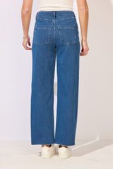 Knit Denim Leaves Relaxed Leg Jean - 64271