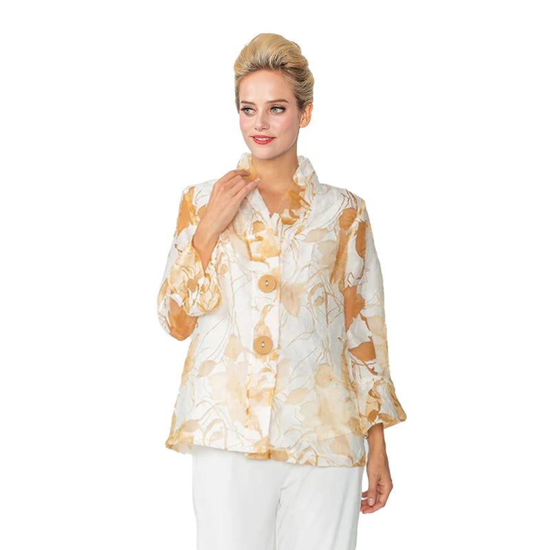 IC Collection Sheer Floral High-Low Jacket in Beige - 6511J-BG
