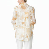 Floral Burnout Swing-Style Jacket in Beige - 6511J-BG