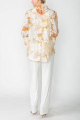Sheer Floral High-Low Jacket in Beige - 6511J-BG