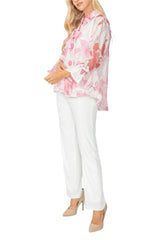 Sheer Floral 2-Button Blouse/Jacket in Pink - 6511J-PNK