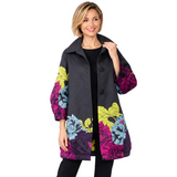 Floral EmbroideredJacquard Jacket in Multi on Black - 7212J