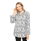 Abstract Fish-Print Shirt in Gull - 41119-GUL - Size M Only!