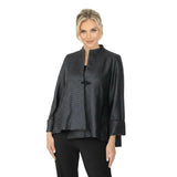 Textured Geo-Jacquard Asymmetric Jacket in Black - 6738J-BLK