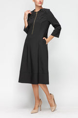 3-Flower Petal Front-Zipper Dress - 6783D