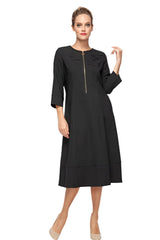 3-Flower Petal Front-Zipper Dress - 6783D