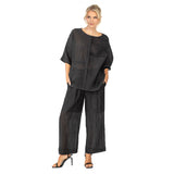 Textured Stripe Pull-On Pant in Black - 6799P-BLK