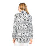 Abstract Fish-Print Shirt in Gull - 41119-GUL - Size M Only!