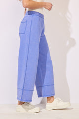 Color Washed Terry Cropped Wide Leg - 68097
