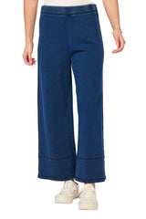 Color Washed Terry Cropped Wide Leg - 68097