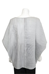 Mixed Direction Stripe Cocoon Top in Silver - 6814T-SLV