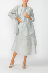 Textured Stripe Easy Open Front Jacket in Silver - 6831J-SLV