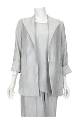 Textured Stripe Easy Open Front Jacket in Silver - 6831J-SLV