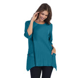 Ribbed Pocket Tunic in Deep Sea - CS330-DS - Plus Sizes Only!